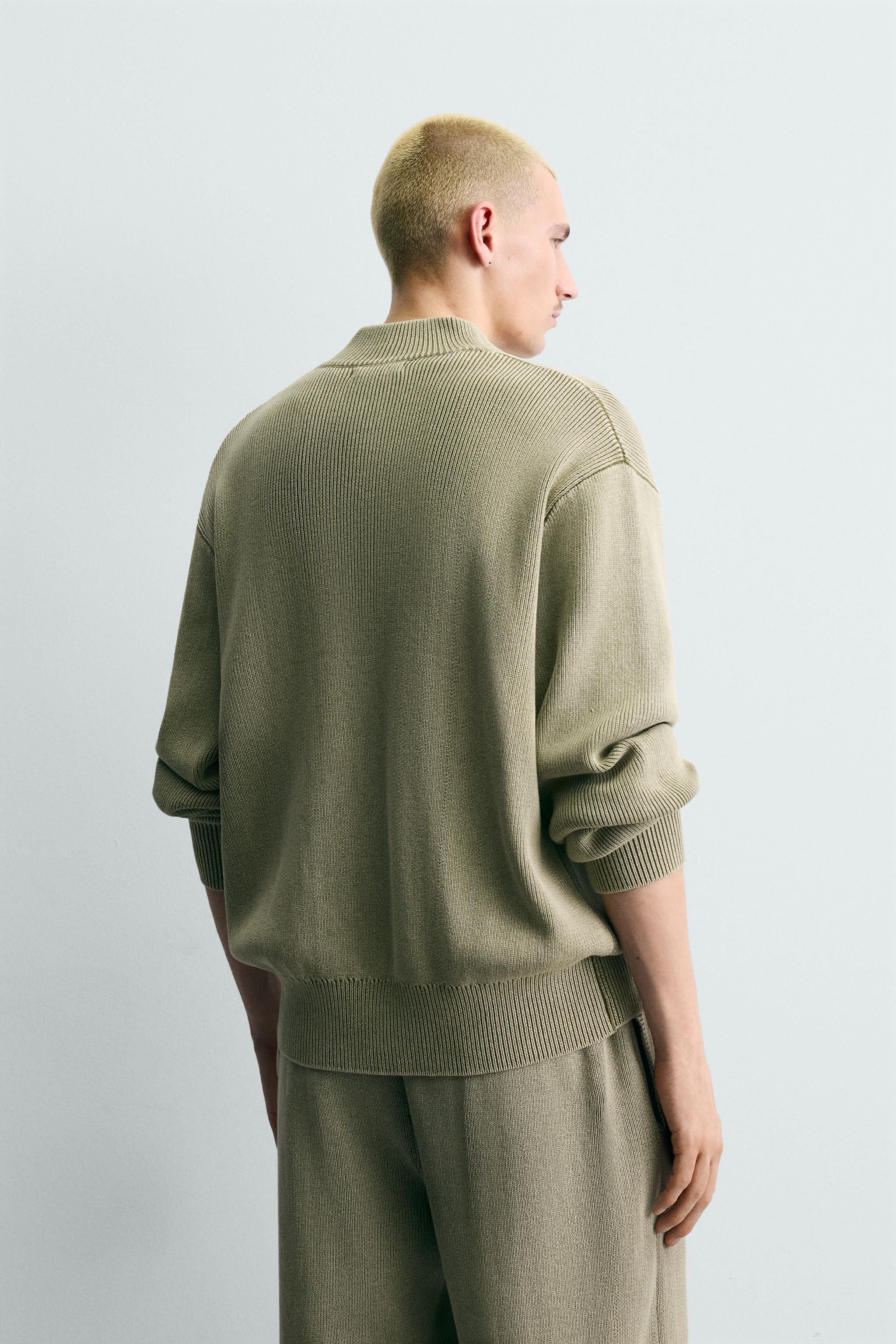 WASHED TEXTURED KNIT CARDIGAN